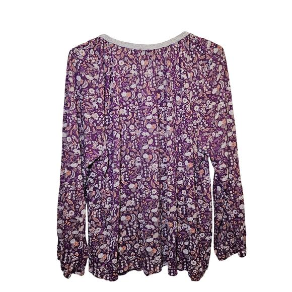 Vintage America Sadie Blouse Womens 2X Purple Floral Embroidered Tassel Boho - Picture 5 of 11